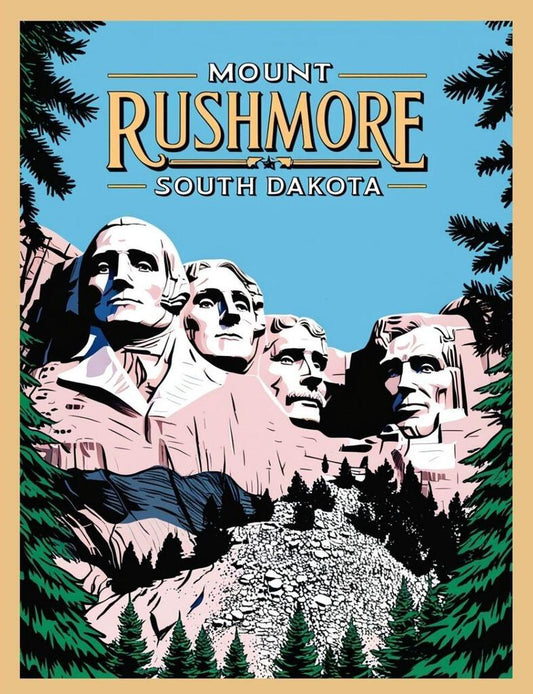 South Dakota Mount Rushmore Retro Travel Poster Art Box of 10 Blank Note Cards 4x5 267336