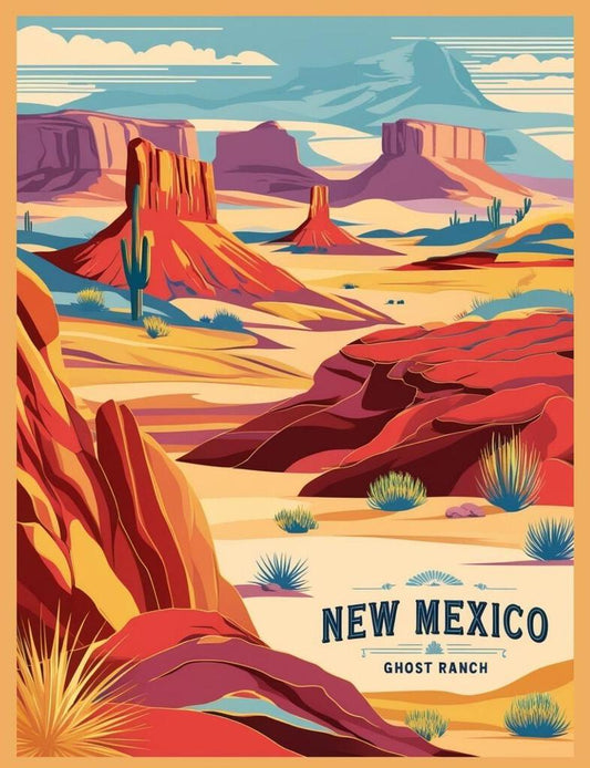 New Mexico Ghost Ranch Southwest Desert Retro Travel Poster Art Box of 10 Blank Note Cards 4x5 267342