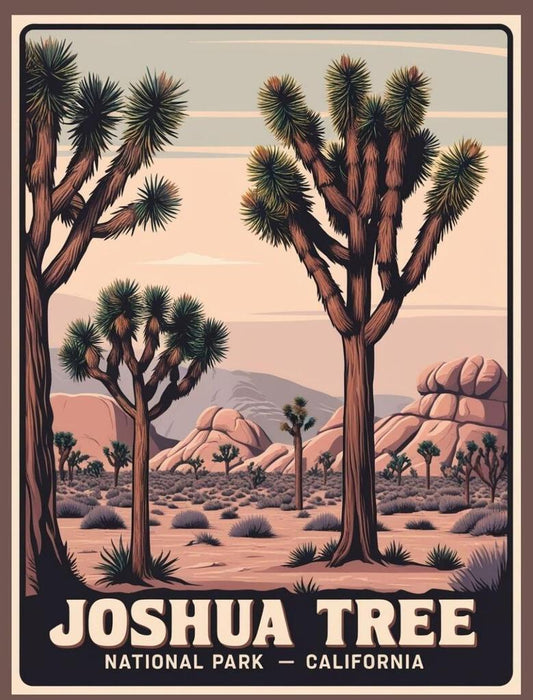 California Joshua Tree National Park Retro Travel Poster Box of 10 Blank Note Cards 267349