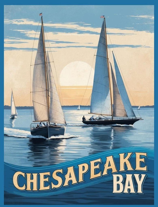 Maryland Chesapeake Bay Sailing Boating Retro Travel Poster Box of 10 Blank Note Cards 4x5 267382
