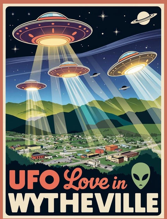 Virginia Wytheville UFO Love Aliens Retro Travel Poster Box of 10 Blank Note Cards 4x5 267394