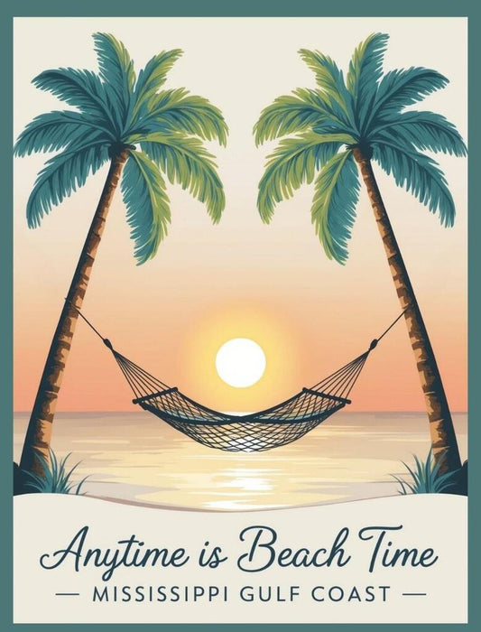 Mississippi Anytime Is Beach Time Gulf Coast Retro Travel Poster Box of 10 Blank Note Cards 4x5 267401