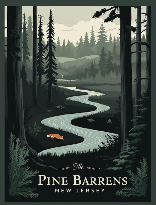 New Jersey Pine Barrens Retro Travel Poster Box of 10 Blank Note Cards 4x5  267405