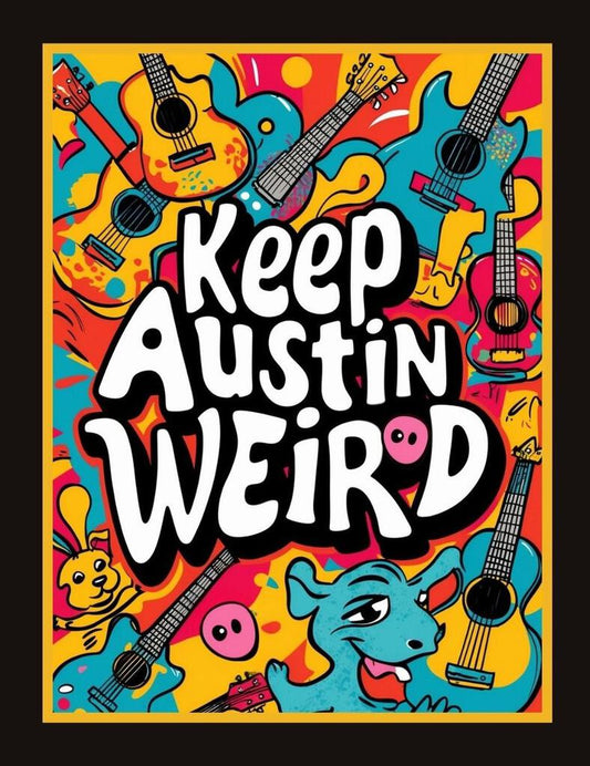 Texas Keep Austin Weird Retro Travel Poster Box of 10 Blank Note Cards 4x5 267588