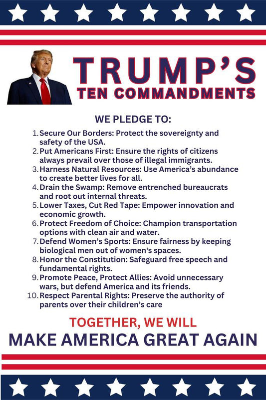 Donald Trump President 45 47 Ten Commandments Cool Wall Art Print Poster 12x18 267807