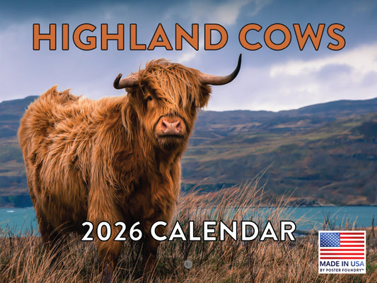 Highland Cow Calendar 2026 Scottish Gifts Hyland Hairy Coo Monthly Wall Calender 12 Month | American Made In The USA 267877