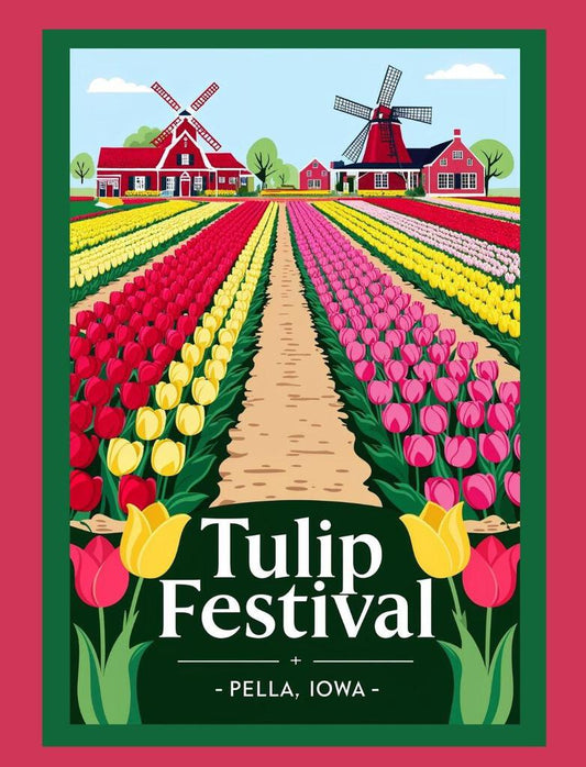 Iowa Pella Tulip Festival Travel Poster Art Box of 10 Blank Note Cards 4x5 267905