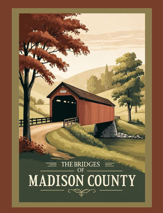 Iowa Bridges Of Madison Country Travel Poster Art Box of 10 Blank Note Cards 4x5 267906