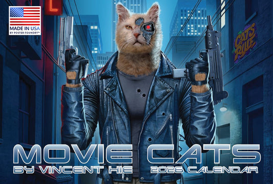 Movie Cats Calendar 2026 by Vincent Hie Funny Pop Culture Cats in Movies Wall Monthly 12 Month | American Made In The USA 268006
