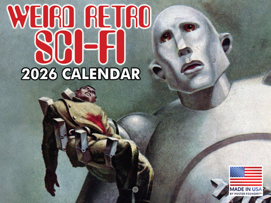 Weird Retro Sci Fi Calendar 2026 Vintage Scifi Monthly Wall Calender 12 Month | American Made In The USA 268046