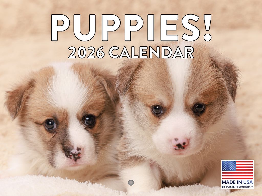 Puppy Calendar 2026 Puppies Monthly Wall Calender 12 Month | American Made In The USA 268099