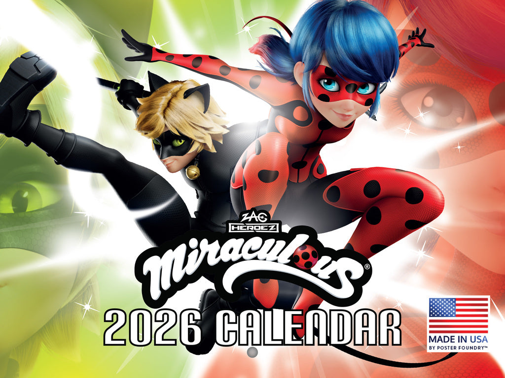 Miraculous Ladybug and Cat Noir Calendar 2026 Monthly Wall Calender 12 Month | American Made In The USA 268179