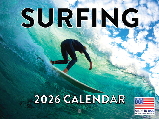 Surfing Calendar 2026 Surf Monthly Wall Calender 12 Month | American Made In The USA 268256