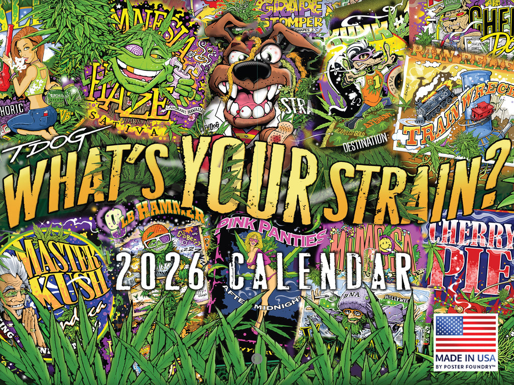 TDOG Cannabis Trippy Graphics Wall Calendar 2026| American Made In The USA 268389