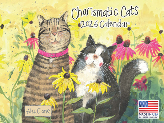 Alex Clark Charismatic Cat Calendar 2026 Wall Monthly | American Made In The USA 268418