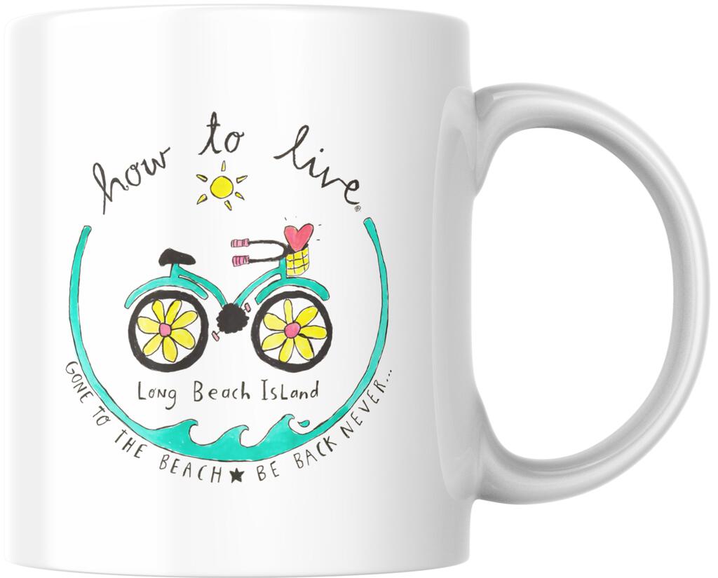 CUSTOM How To Live Round Store Logo Bicycle Long Beach Island Ceramic Coffee Mug 15 oz 268570