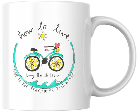 CUSTOM How To Live Round Store Logo Bicycle Long Beach Island Ceramic Coffee Mug 15 oz 268570