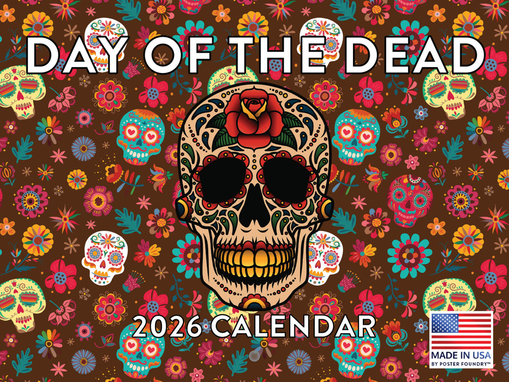 Sugar Skull Calendar 2026 Wall Monthly Day Of The Dead Gifts Calender 12 Month | American Made In The USA 268582