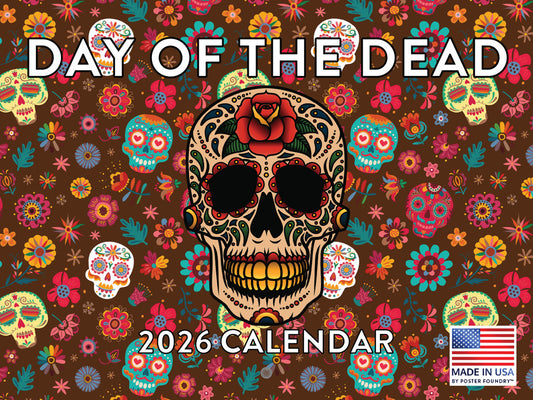 Sugar Skull Calendar 2026 Wall Monthly Day Of The Dead Gifts Calender 12 Month | American Made In The USA 268582