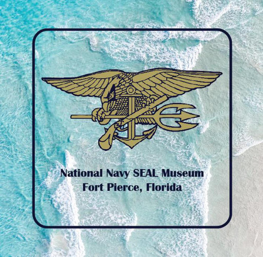 CUSTOM NAVY SEAL Trident Logo On Waves Premium Drink Coaster Resin With Cork Backing  268619