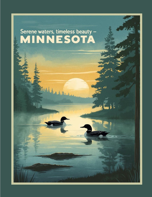 Minnesota Loons Serene Waters Timeless Beauty Retro Travel Box of 10 Blank Note Cards 4x5 268708
