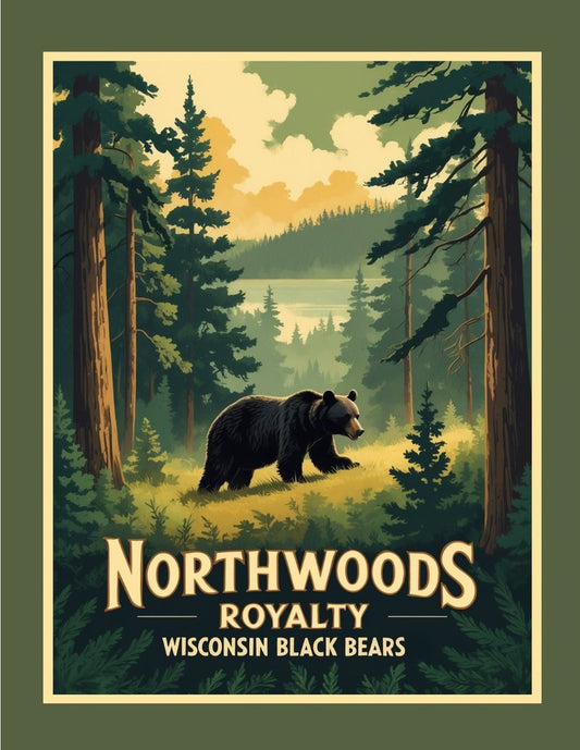 Wisconsin Black Bears Northwoods Royalty Retro Travel Box of 10 Blank Note Cards 4x5  268719