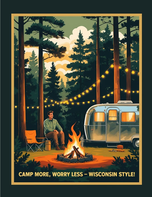 Wisconsin Camp More Worry Less Wisconsin Style Retro Travel Box of 10 Blank Note Cards 4x5 268722