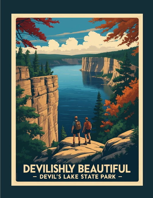 Wisconsin Devils Lake Devilishy Beautiful Retro Travel Box of 10 Blank Note Cards 4x5 268723