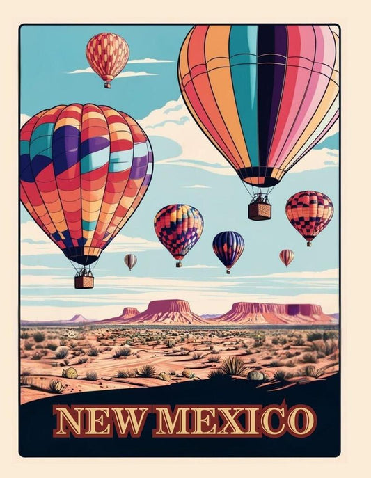 New Mexico Balloons Festival Desert Retro Travel Poster Art Box of 10 Blank Note Cards 4x5 268763