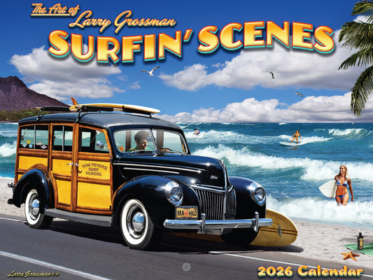 Retro Surfing Calendar 2026 Monthly By Larry Grossman 269014
