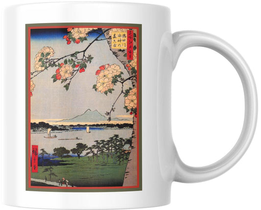 Utagawa Hiroshige Suijin Shrine and Massaki Japanese Woodblock Art Ceramic Coffee Mug 12 oz  269062