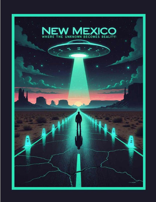 New Mexico Where Unknown Become Reality UFO Aliens Retro Travel Box of 10 Blank Note Cards 4x5 269090