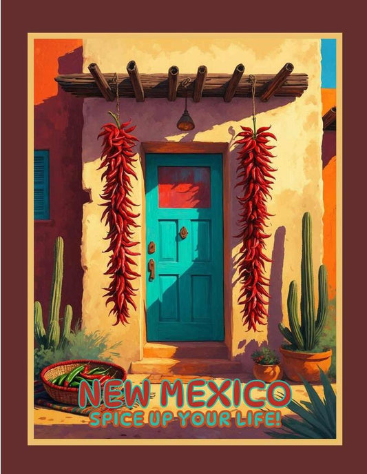 New Mexico Spice Up Your Life Chile Ristra Retro Travel Box of 10 Blank Note Cards 4x5 269094