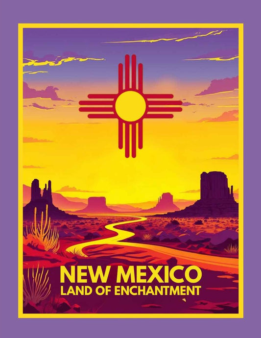 New Mexico Land Of The Zia Sun Retro Travel Box of 10 Blank Note Cards 4x5 269096