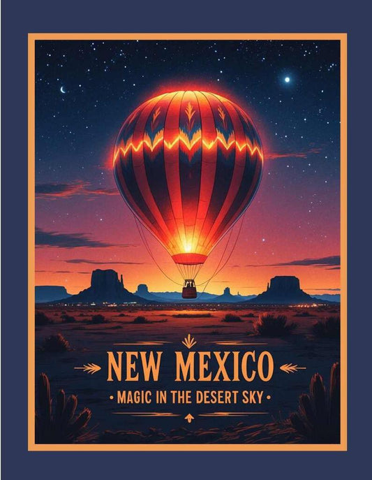 New Mexico Hot Air Balloon Magic In Desert Sky Retro Travel Box of 10 Blank Note Cards 4x5 269100