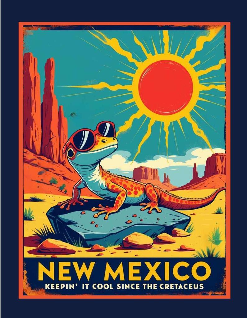 New Mexico Gecko Keepin It Cool Retro Travel Box of 10 Blank Note Cards 4x5 269104