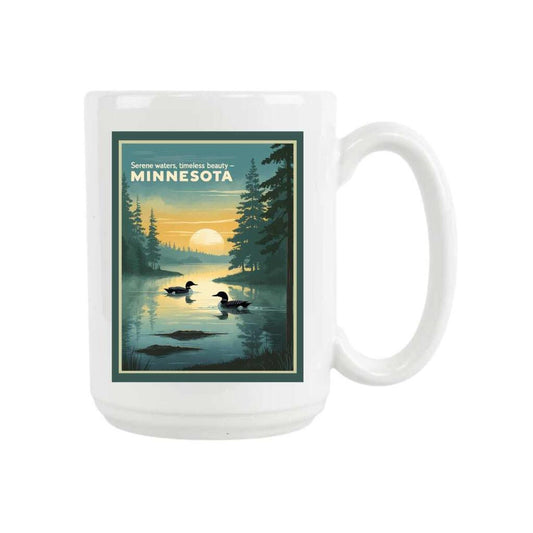Minnesota Loons Serene Waters Timeless Beauty Retro Travel Ceramic Coffee Mug 15 oz 269114