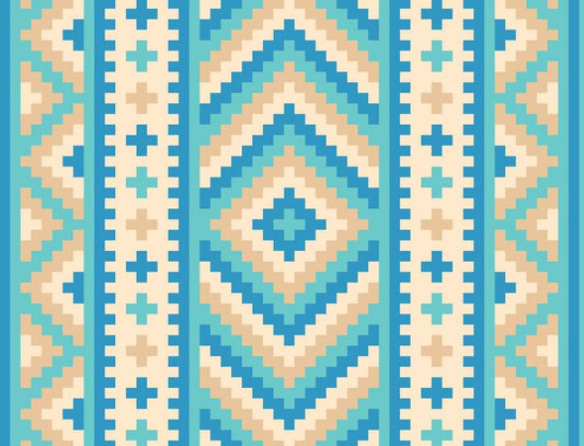 Mesa Mosaic Traditional Tribal Zig Zag Pattern Turquoise Sand Box of 10 Blank Note Cards 4x5 269123
