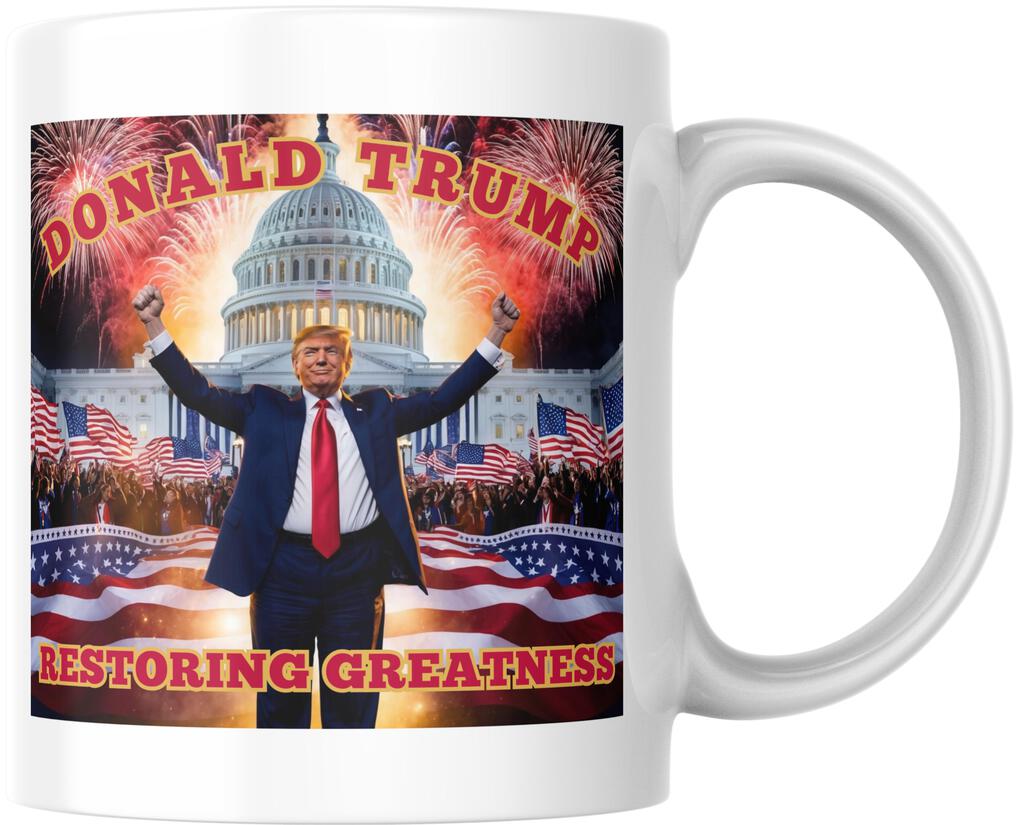 Donald Trump Restoring Greatness MAGA Fireworks Ceramic Coffee Mug Cup Fun Novelty 12 oz 269155