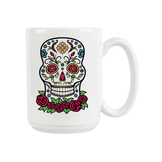 CUSTOM Sugar Skull Bed Of Roses Ceramic Coffee Mug Tea Cup Fun Novelty Gift 15 oz 269197