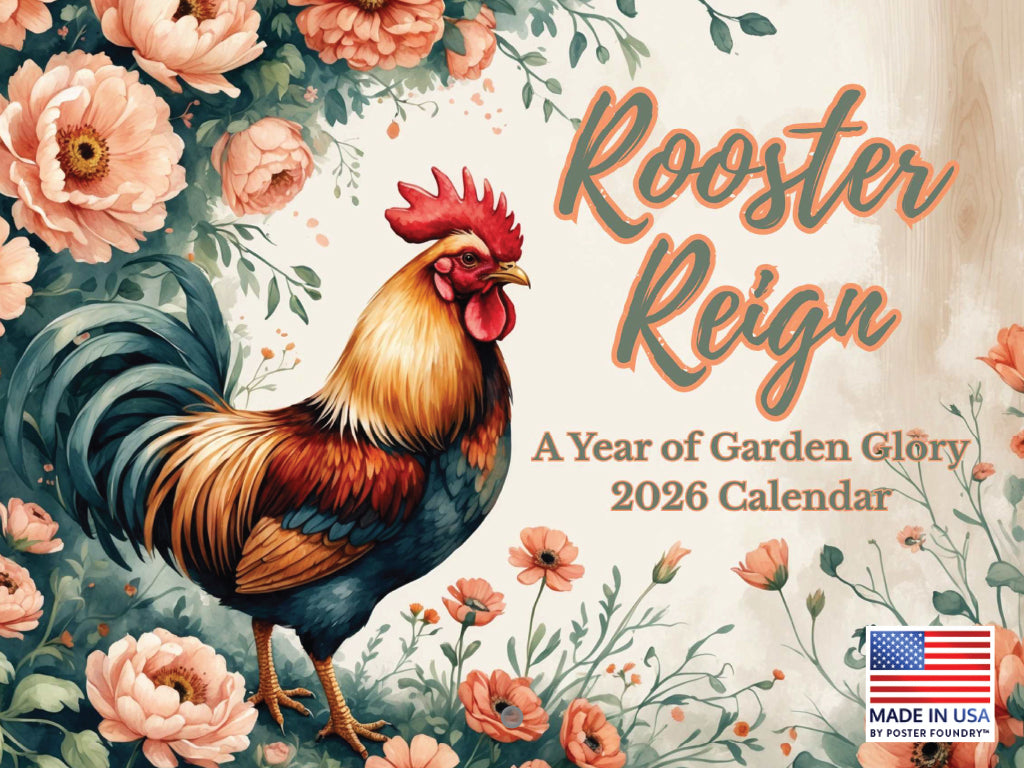 Rooster Reign Calendar 2026 Monthly Wall Country Farmhouse Calender 12 Month | American Made In The USA 269204