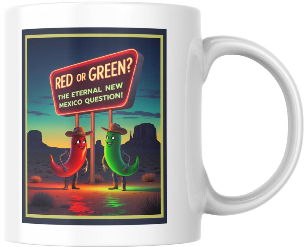 New Mexico Red Or Green Chile Eternal Question Ceramic Coffee Mug Tea Cup Novelty Gift 12 oz 269208