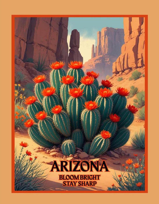 Arizona Claret Cup Cactus Bloom Bright Retro Travel Box of 10 Blank Note Cards 4x5 269212