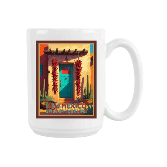 CUSTOM New Mexico Spice Up Your Life Chile Ristra Retro Travel Ceramic Coffee Mug 15oz 269216