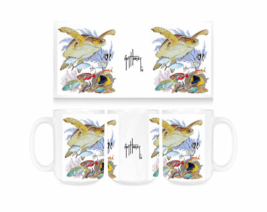 Guy Harvey Turtle Reef Ceramic Coffee Mug Tea Cup Fun Novelty Gift 15 oz 269243