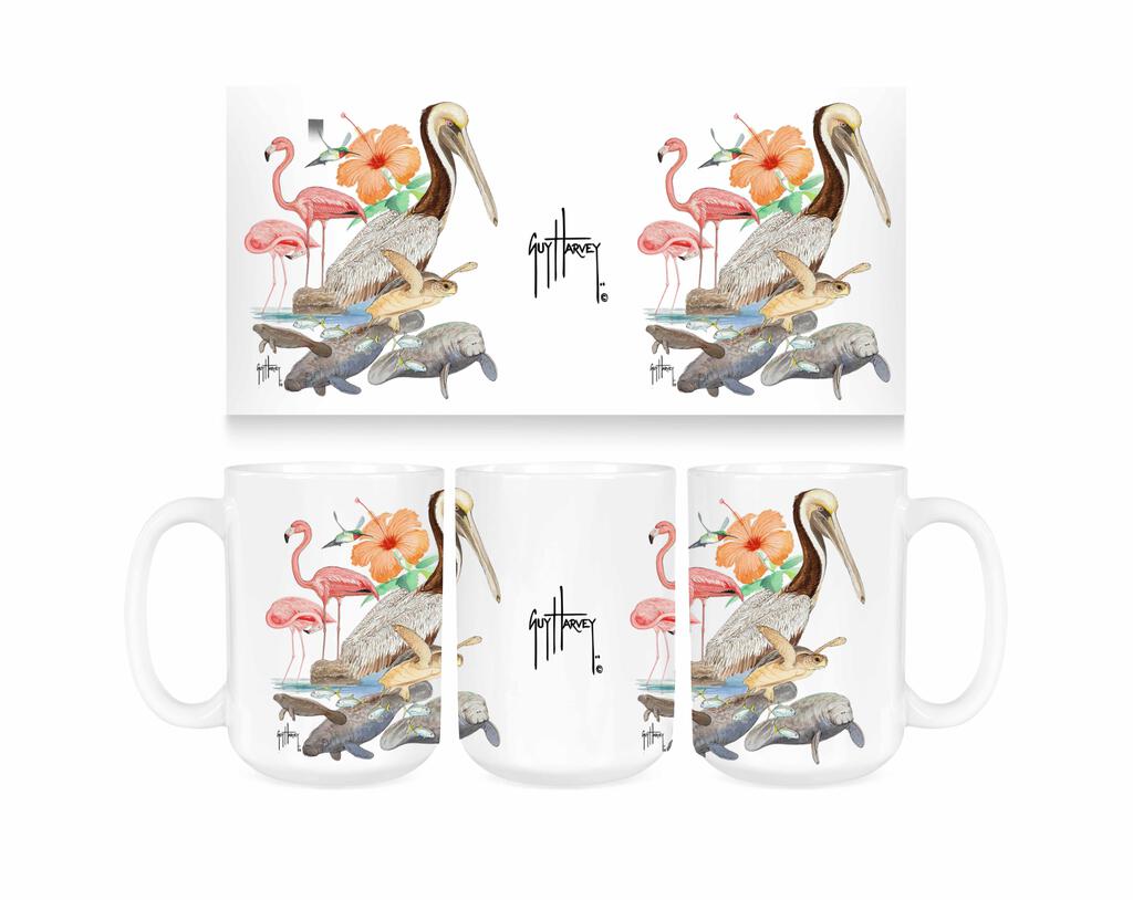 Guy Harvey Everglades Collage Ceramic Coffee Mug Tea Cup Fun Novelty Gift 15 oz 269247