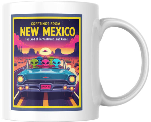 New Mexico Greetings From New Mexico Land Aliens Ceramic Coffee Mug Tea Cup Novelty Gift 12 oz 269276