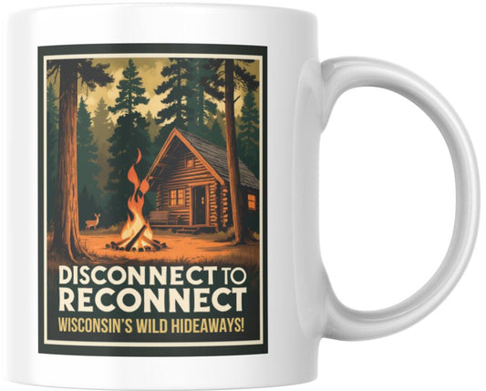 Wisconsin Disconnect To Reconnect Retro Travel Ceramic Coffee Mug Tea Cup Novelty Gift 12 oz 269294