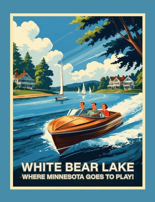 Minnesota White Bear Lake Retro Travel Box of 10 Blank Note Cards 4x5 269296