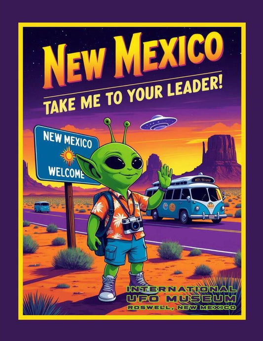 CUSTOM New Mexico Take Me To Leader Alien INTL UFO MUSEUM Box of 10 Blank Note Cards 4x5 269304
